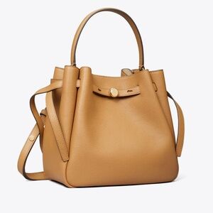 Tory Burch Romy Leather Bucket Bag in Tiramisu